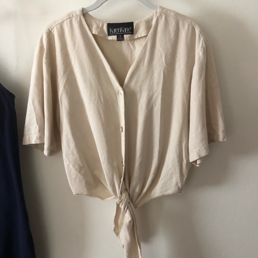 Karen Kane Cream Tie-Front Blouse